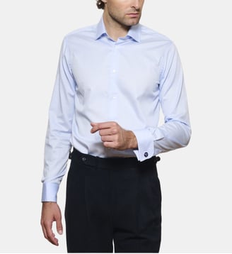Chemise ciel en twill poignets mousquetaires coupe cintrée - Atelier Privé - Bleu ciel