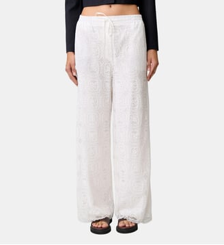 Pantalon fluide avec dentelle - Claudie Pierlot - Blanc