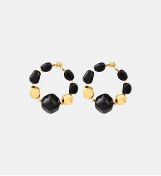 Boucles d'oreilles créoles   - Loulou - Satellite - Noir et or