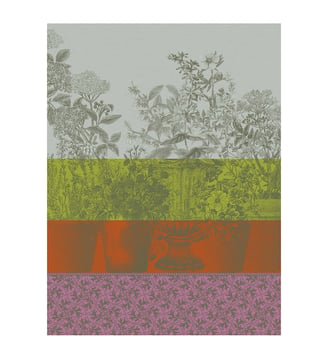 Torchon Floraison Rayé - Le Jacquard Francais - Jaune