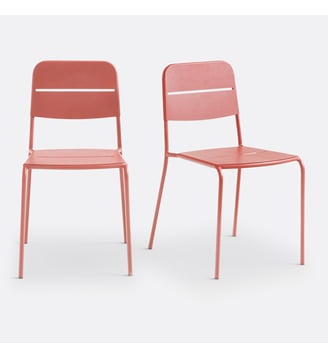 Lot de 2 chaises de jardin en métal acier - La Redoute Interieurs - Terracotta