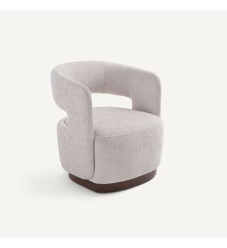 Fauteuil pivotant en velours texturé et base en plaqué noyer AM.PM