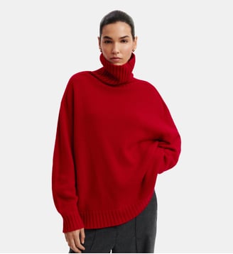 Pull col roulé ample en cachemire - Bompard - Rouge quarante
