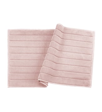 Tapis de bain 100% Coton BIO, DOUCEUR NATURE - Blanc Cerise - Vieux rose