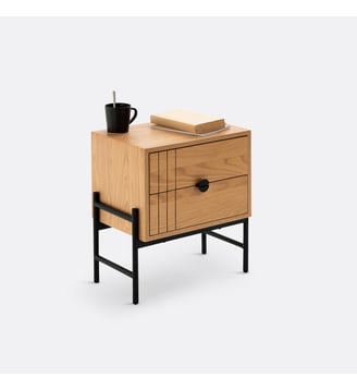 Chevet 2 tiroirs - La Redoute Interieurs - Beige et noir