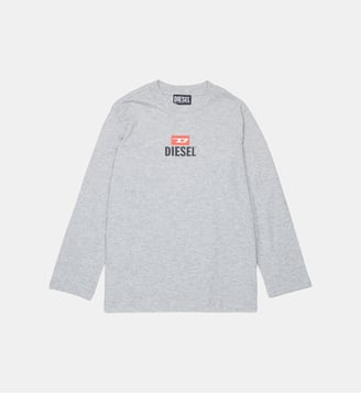T-shirt à manches longues avec logo - Diesel Kids - Gris