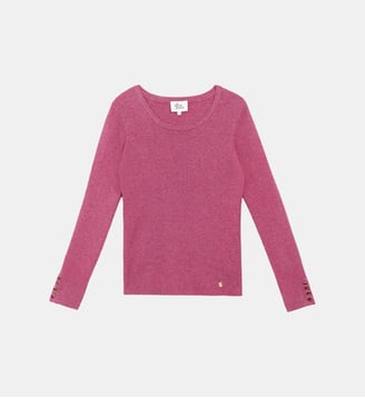 Pull col rond uni MOARA - La Petite Etoile - Rose