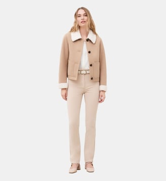 Veste vlyn - Motif uni - Polyester recycle - Caroll - Marron clair