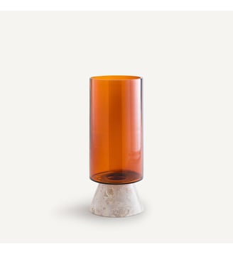 Vase en verre ambré et marbre AM.PM