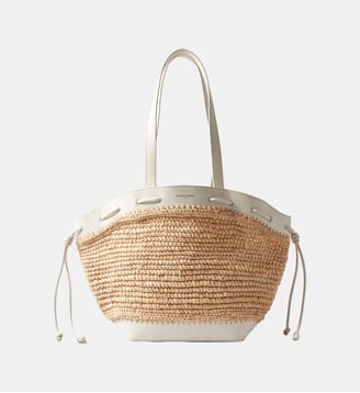Panier Alban raphia cuir - Claudie Pierlot - Écru