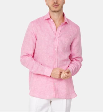 Chemise en lin rouge coupe droite - Atelier Privé - Rouge