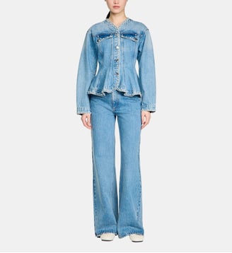 Blouson en jean perlé - Sandro - Bleu jean
