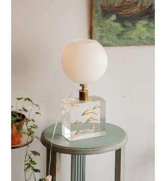 Lampe aux dauphins sculptés Suzanne N°642- Produit chiné - Debongout - Transparent
