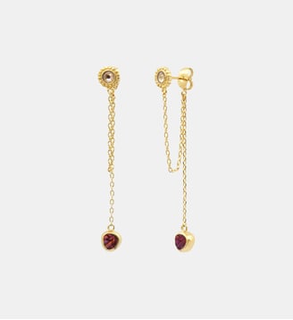 Boucles d'oreilles longues tiges percées   - Lhassa - Satellite - Rouge
