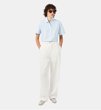 Pantalon Petit Piqué coton wide fit - Lacoste - Blanc