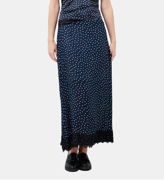 Jupe jrumba - Motif à pois - Viscose - Coupe evasée - Caroll - Bleu marine