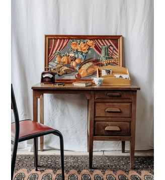 Bureau en bois foncé Edouard N°457- Produit chiné - Debongout - Bois foncé