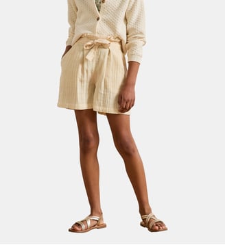 Short en gaze de coton biologique - Cyrillus - Jaune blanchi