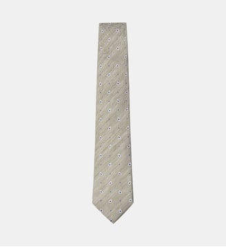 Cravate En Soie Et Lin Paisley - Hackett London - Kaki