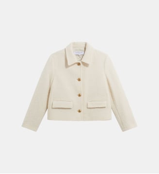 Veste en tweed uni à col - JUDIT - Gerard Darel - Écru