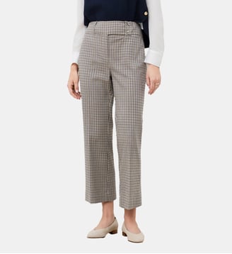 Pantalon praphael - Motif vichy - Coton - Coupe flare - Caroll - Sable