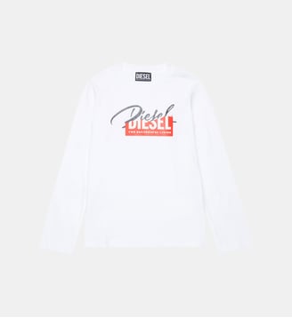T-shirt manches longues avec logo - Diesel Kids - Blanc