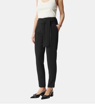 Pantalon droit taille haute ceinturée - Ikks - Noir
