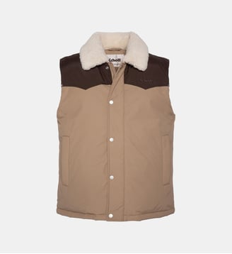 Blouson rancher bicolor sans manche - Schott - Beige