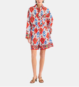 Shorts tumble en popeline imprimée - Momonì - Bleu