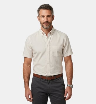 Chemise fil à fil beige coupe droite manches courtes Atelier Privé
