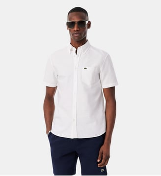 Chemise manches courtes regular fit Oxford - Lacoste - Blanc