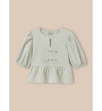 Blouse rayée en seersucker - Cyrillus - Rayure verte