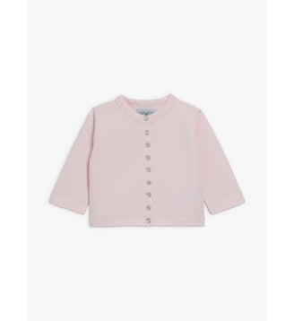 Cardigan pressions layette en molleton - Agnès b. - Rose poudré