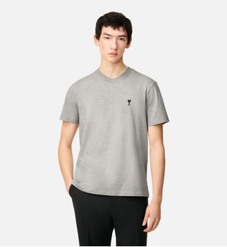 T-shirt Ami De Coeur en Coton - AMI Paris - Gris cendre chiné