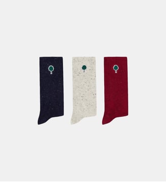 Chaussettes x3 hauteur mi-mollet - Faguo - Bleu marine et rouge