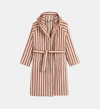 Peignoir capuche éponge velours - La Redoute Interieurs - Rayé écru et marron