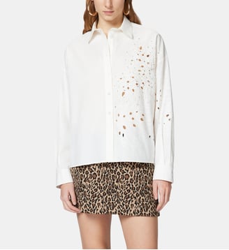 Chemise avec broderie anglaise et cristaux - Pinko - Blanc