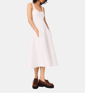 Robe courte babydoll en maille  - Maje - Blanc
