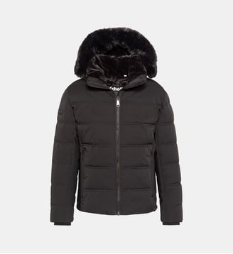 Parka à capuche et col en fausse fourrure - Schott - Noir