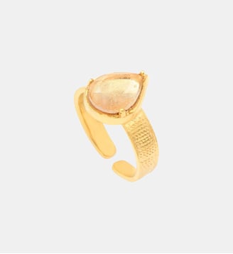 Bague ajustable   doré à l'or fin - Bysance - Satellite - Crystal