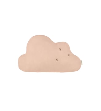 Coussin Wabi-Sabi nuage brodé en double gaze de coton - Nobodinoz - Rose poudré