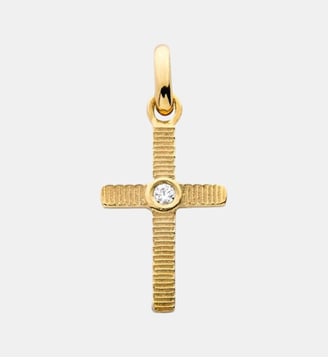 Croix Or Jaune Diamant Ruban Arthus Bertrand
