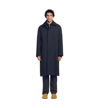 Manteau oversize et long en coton - Sandro - Anthracite chiné
