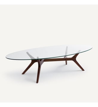 Table basse ellipse, noyer et verre - AM.PM - Noyer