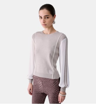 Maille avec empiècement en georgette - Liu Jo - Beige