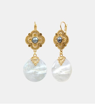 Boucles d'oreilles dormeuses pendantes   - Positano - Satellite - Blanc