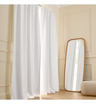 Rideau occultant, en lin lavé, finition ruflette - AM.PM - Blanc