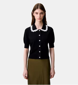 Cardigan maille dentelle - Claudie Pierlot - Bicolore