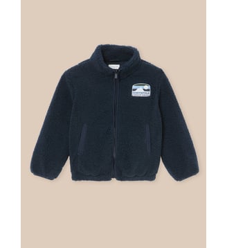 Cardigan zippé en sherpa Garçon - Cyrillus - Marine