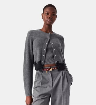 Twinset avec finitions en dentelle - Maje - Gris et noir